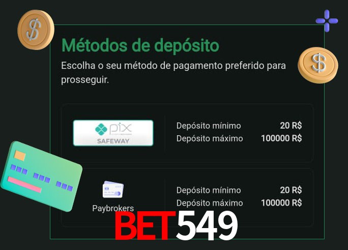 O cassino bet549 oferece uma grande variedade de métodos de pagamento